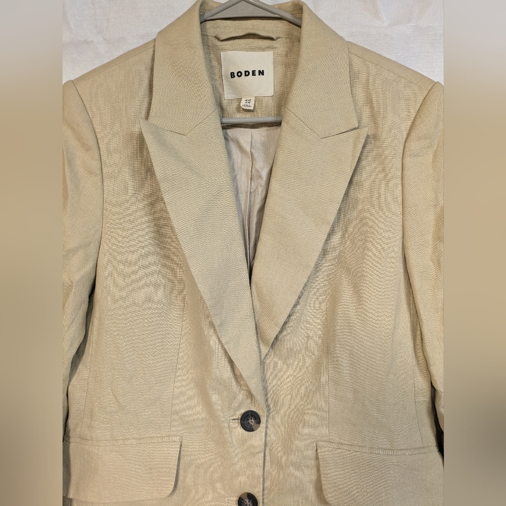 Boden Marylebone Linen Beige Blazer Sz. US 8 - Picture 2 of 4